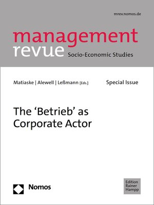 cover image of The 'Betrieb' as Corporate Actor